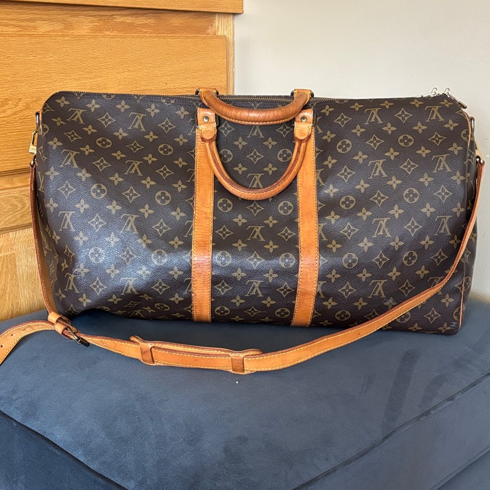 LOUIS VUITTON MONOGRAM COATED CANVAS KEEPALL BANDOULIÈRE 55